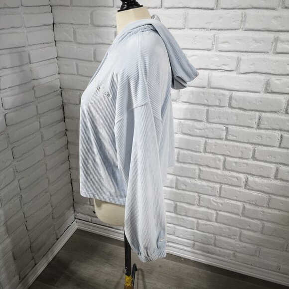 Champion Ladies Size Medium Light Blue Straight Fit Crop Hoodie - Picture 7 of 12